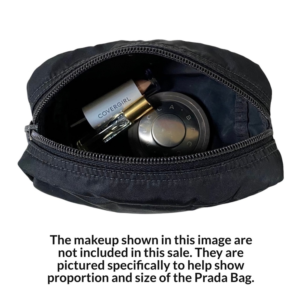 AUTHENTIC VINTAGE PRADA VELA TESSUTO NYLON SMALL ZIP COSMETIC BAG/POUCH, BLACK - Picture 6 of 16